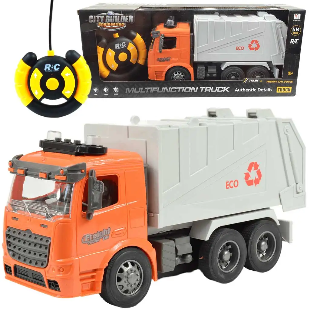 RC Távirányítós ECO szelektív hulladékgyűjtő kamion fény effektekkel 1/14-es méretarány 27MHz 30cm kép 1