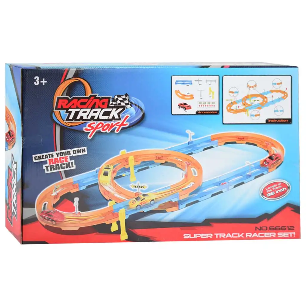 Super Track 24-teiliges Rennstrecken-Set mit Spirale und Rückziehauto 1/64 kép 2