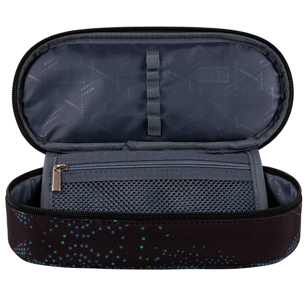 St.Right: Ovales Federmäppchen mit Fußballmuster in Schwarz, 23 cm kép 2