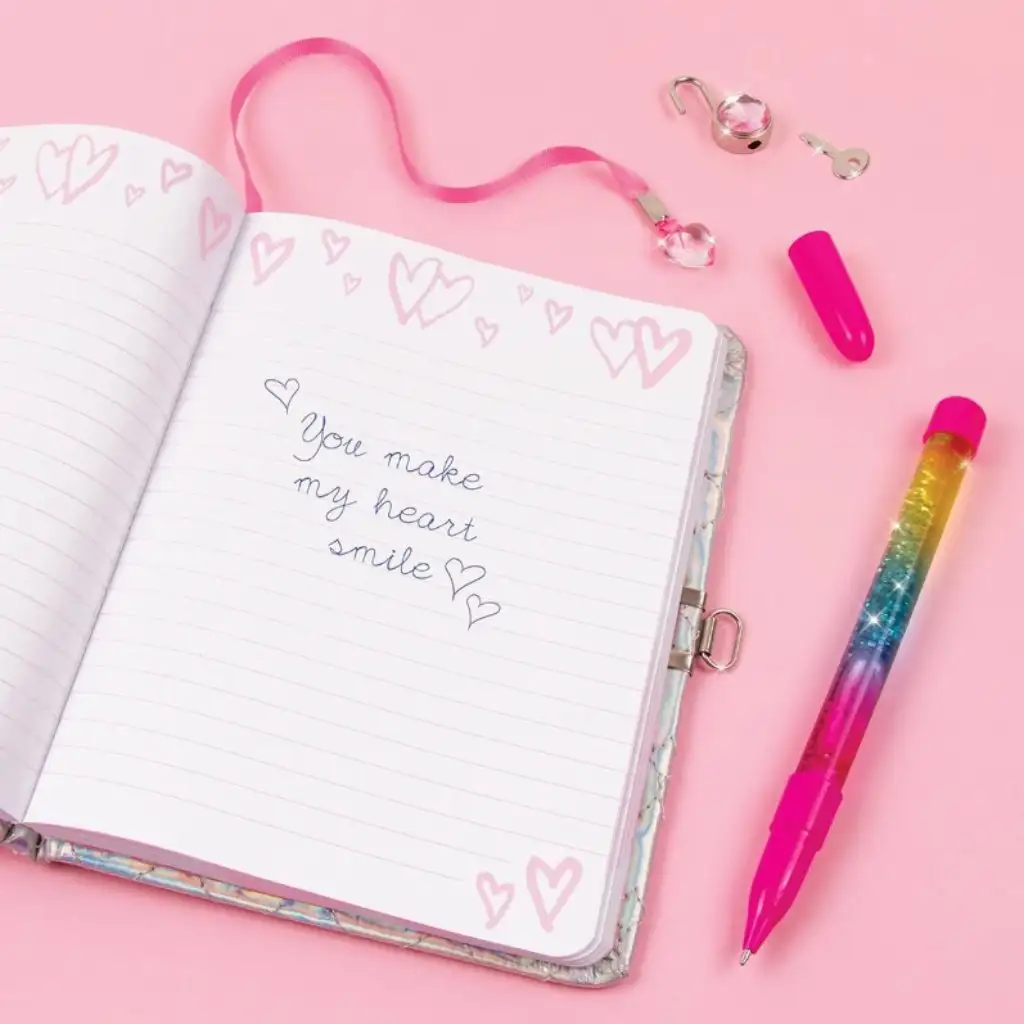 Make it Real: 3C4G abschließbares gestepptes Tagebuch mit Stift kép 3