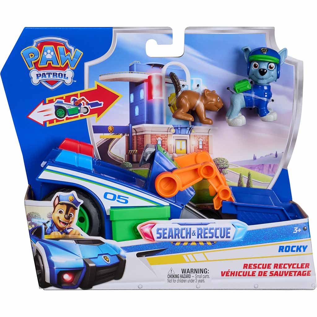 Paw Patrol: Search & Rescue Rückziehauto von Rocky mit Figur – Spin Master