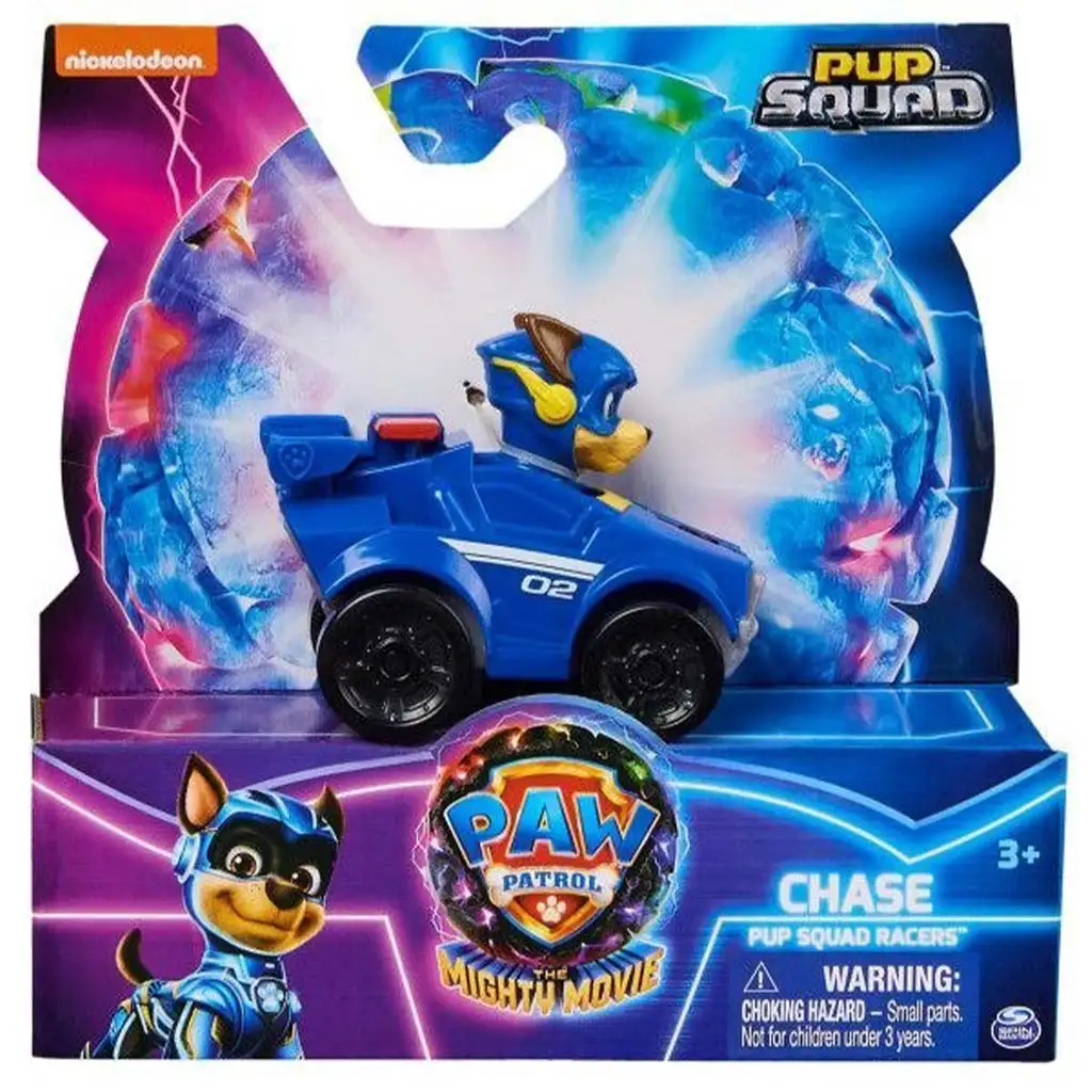 Paw Patrol: Der Mighty Kinofilm: Pup Squad Racers Chase Minifigur mit Fahrzeug - Spin Master