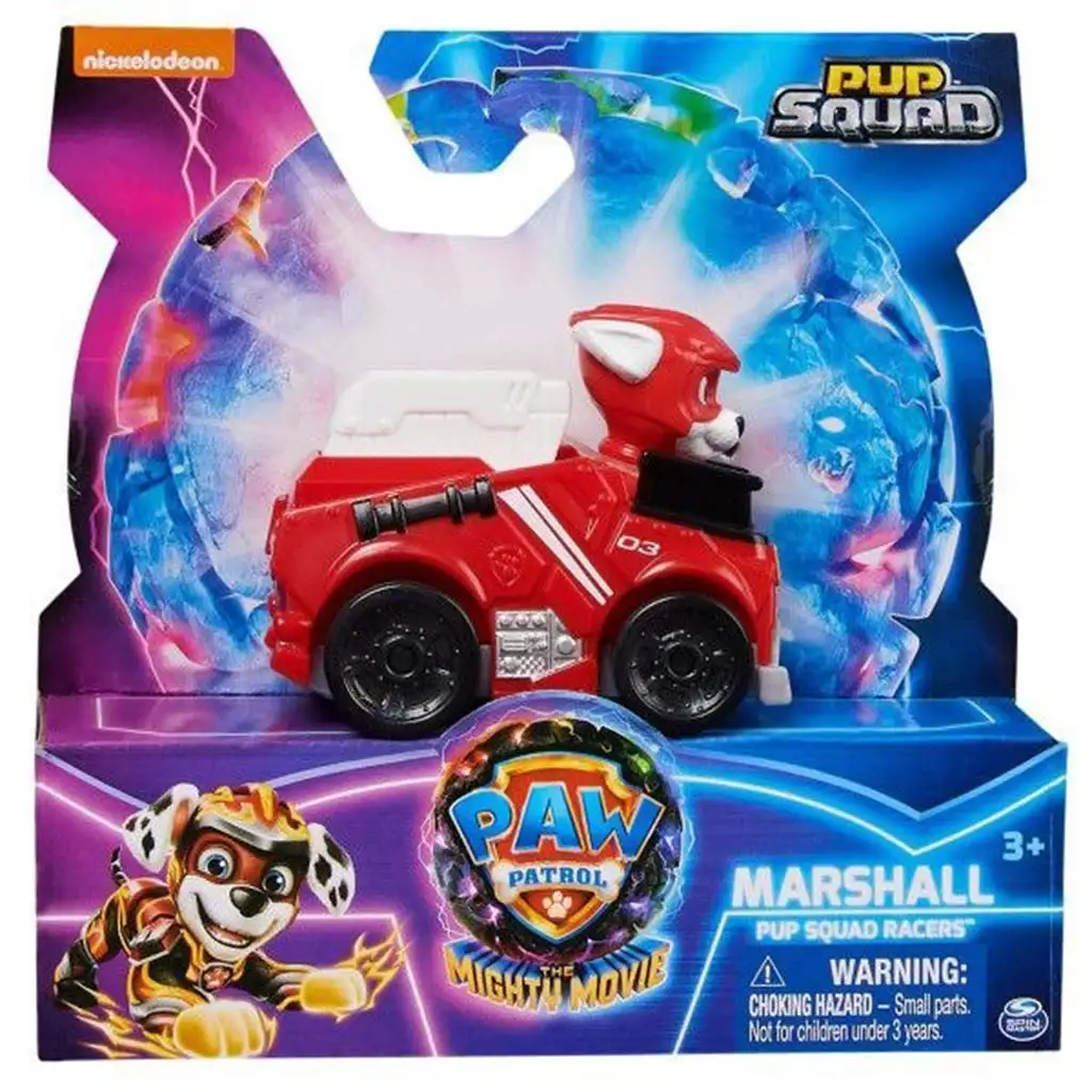 Paw Patrol: Der Mighty Kinofilm: Pup Squad Racers Marshall Minifigur mit Fahrzeug - Spin Master