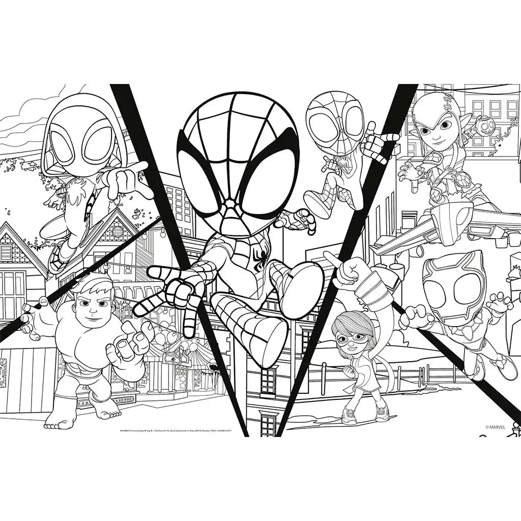 Marvel Spidey kämpft 2-in-1 24-teiliges Puzzle und Malbuch 50x35cm - Lisciani kép 2