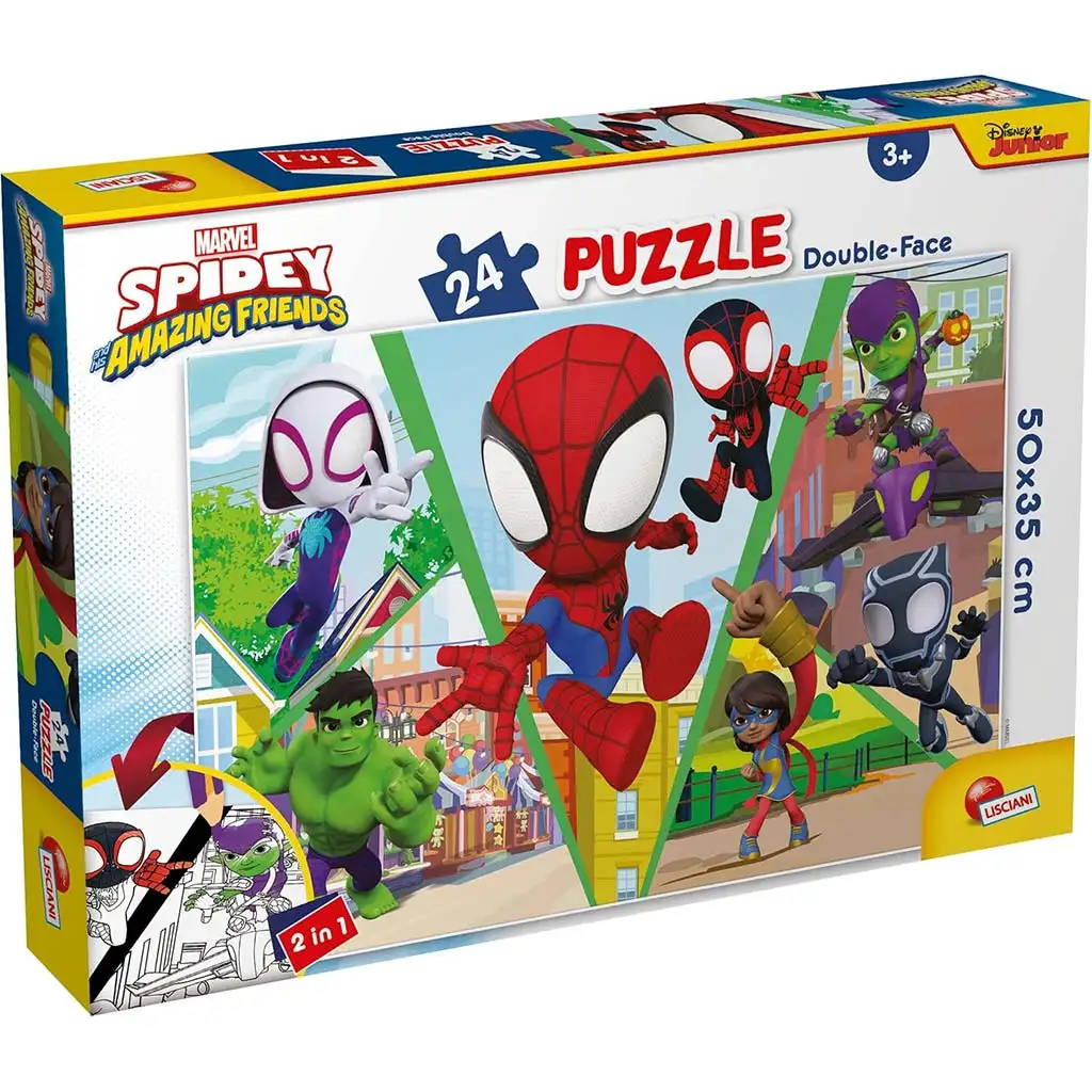 Marvel Spidey kämpft 2-in-1 24-teiliges Puzzle und Malbuch 50x35cm - Lisciani