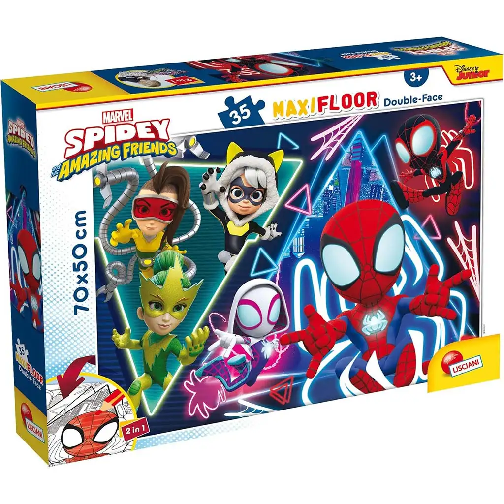 Marvel Spidey 2 az 1-ben maxi 35db-os puzzle és színező 70x50cm - Lisciani kép 1