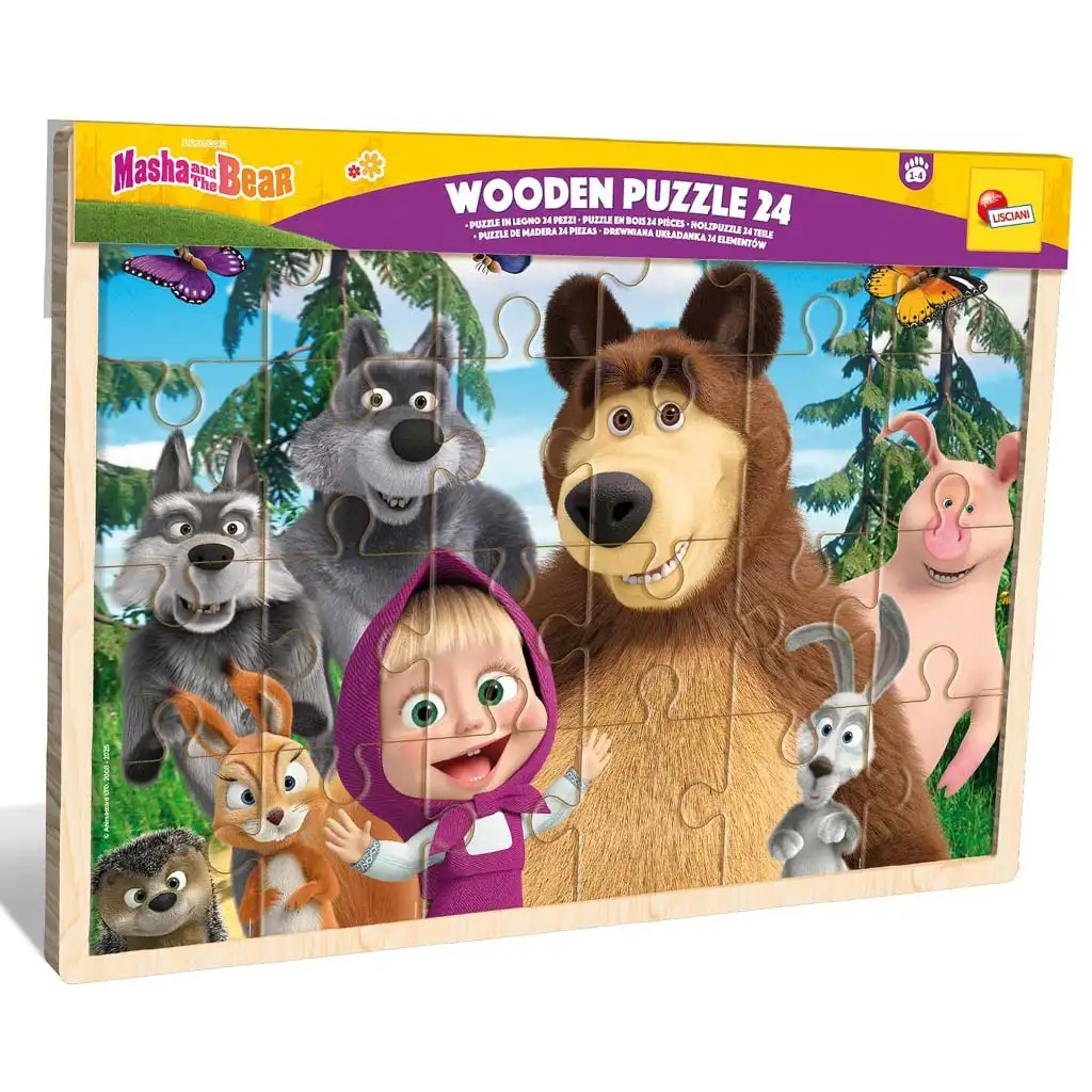 Mascha und der Bär 24-teiliges Holzrahmen-Puzzle – Lisciani