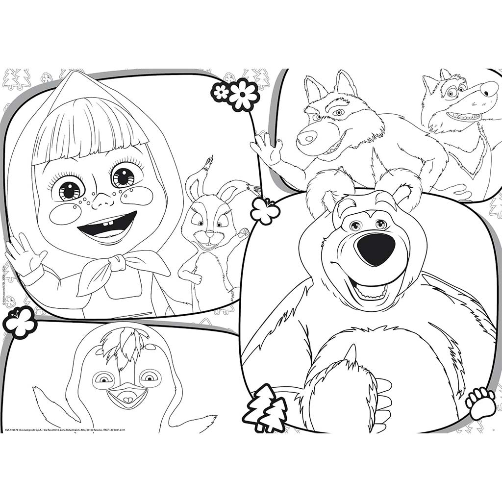 Mascha und der Bär 2-in-1 Maxi-Puzzle mit 24 Teilen und Malbuch 70x50cm – Lisciani kép 2