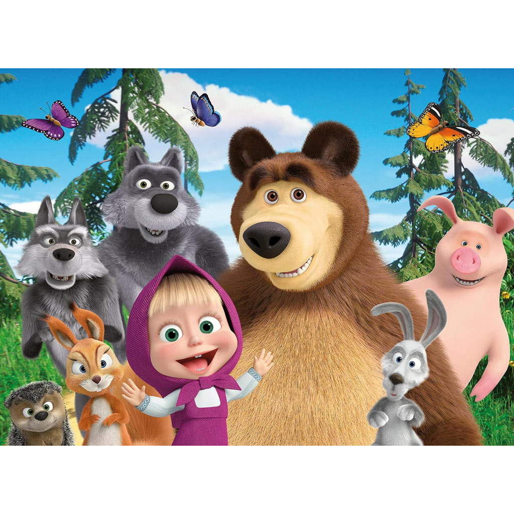 Masha und der Bär 2-in-1 60-teiliges Eco-Puzzle und Malbuch 70x50cm – Lisciani kép 2