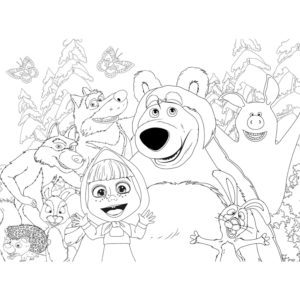 Masha und der Bär 2-in-1 60-teiliges Eco-Puzzle und Malbuch 70x50cm – Lisciani kép 3