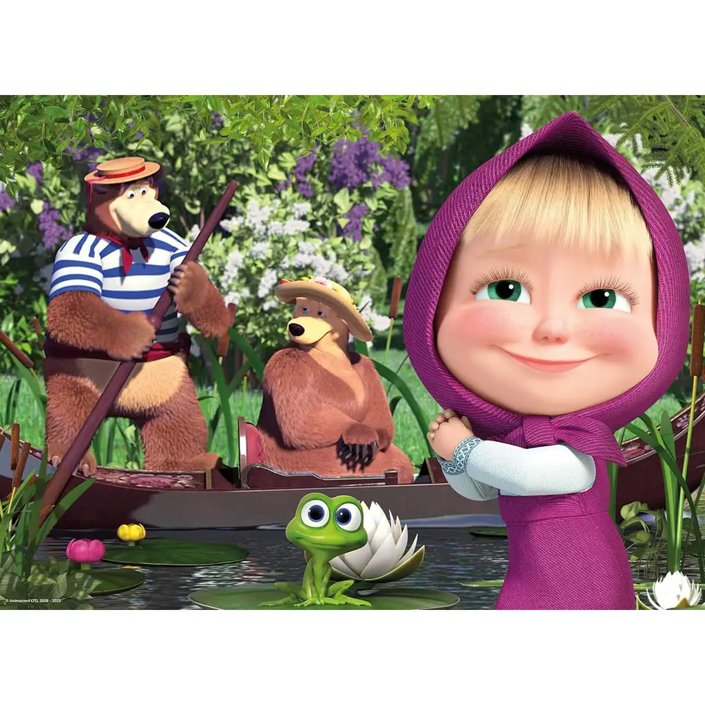 Mascha und der Bär 2-in-1 Maxi-Bodenpuzzle mit 24 Teilen und Malbuch, 70x50 cm – Lisciani kép 2