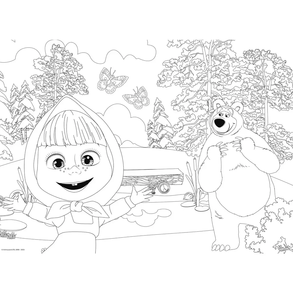 Mascha und der Bär 2-in-1 Maxi-Bodenpuzzle mit 24 Teilen und Malbuch, 70x50 cm – Lisciani kép 3