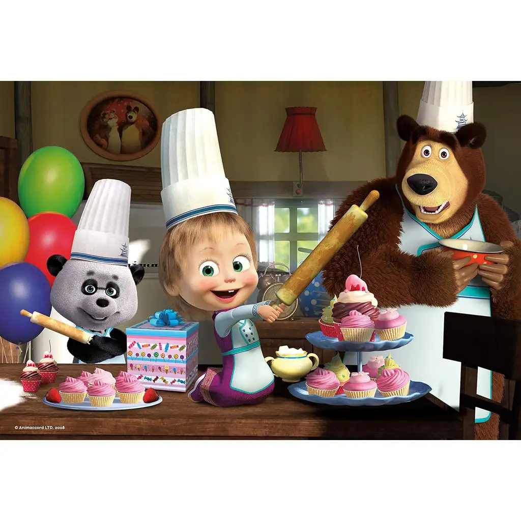 Mascha und der Bär Muffin-Backen 24-teiliges Puzzle 50x35cm - Lisciani kép 2