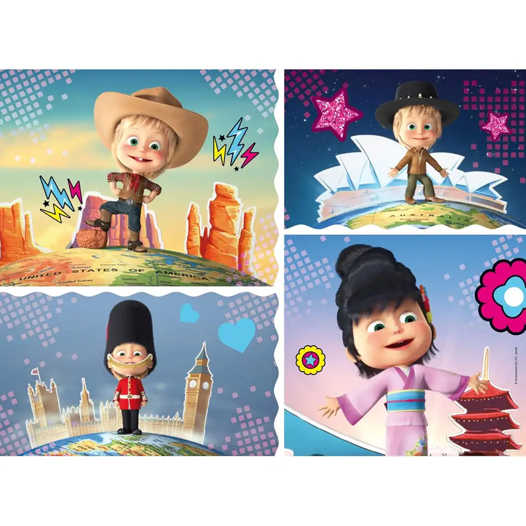 Mascha und der Bär Mascha entdeckt die Welt 24-tlg. Maxi-Bodenpuzzle 70x50cm - Lisciani kép 2