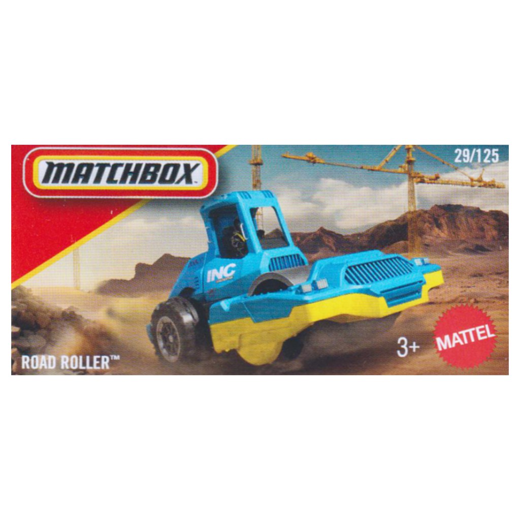 Matchbox Road Roller blaues Spielzeugauto 1/64 – Mattel