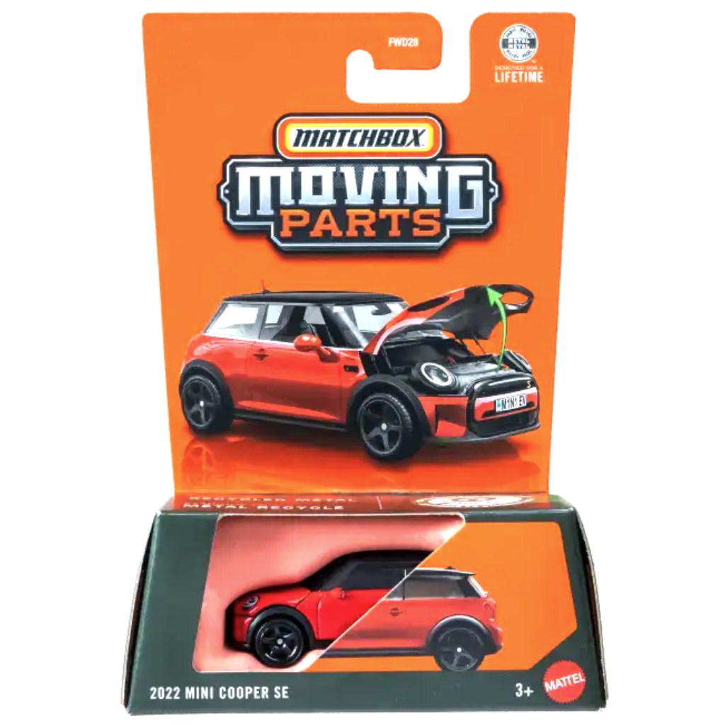 Matchbox Moving Parts: 2022 Mini Cooper SE aufklappbares Modellauto 1:64 - Mattel