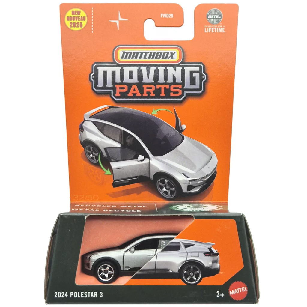 Matchbox: 2024 Polestar 3 aufklappbares Modellauto 1/64 – Mattel