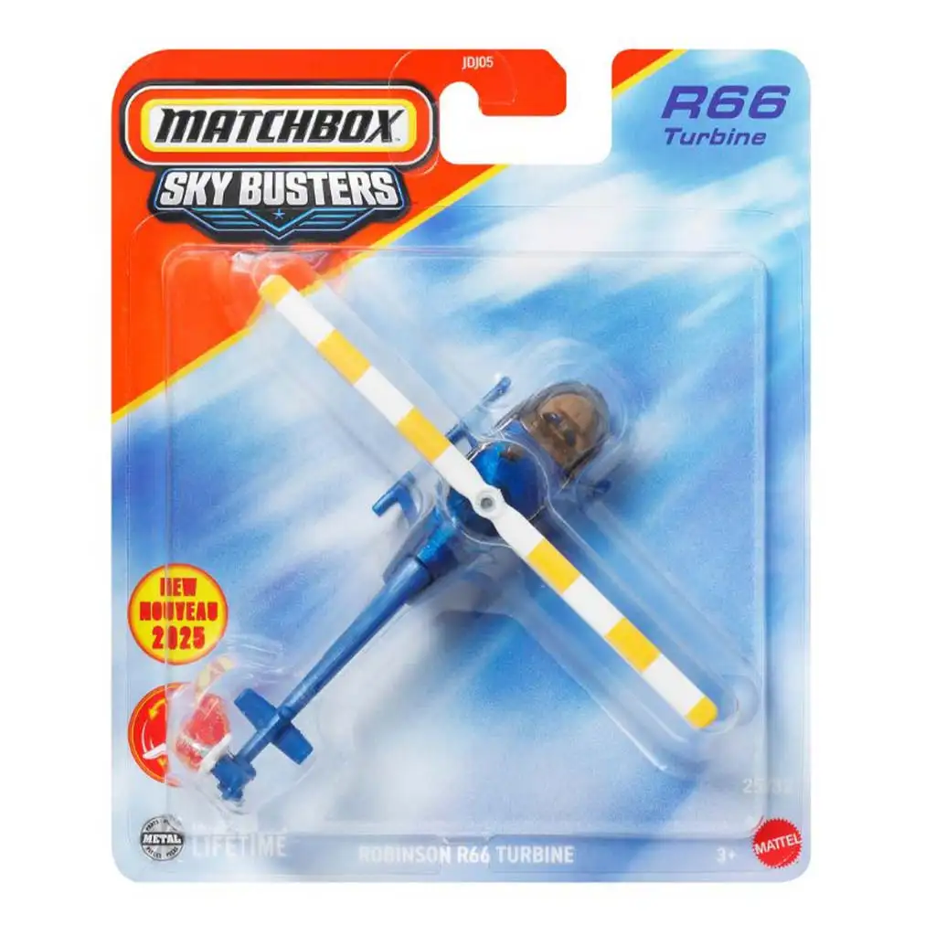 Matchbox Sky Busters: Robinson R66 Turbine Flugzeugmodell 1/64 - Mattel