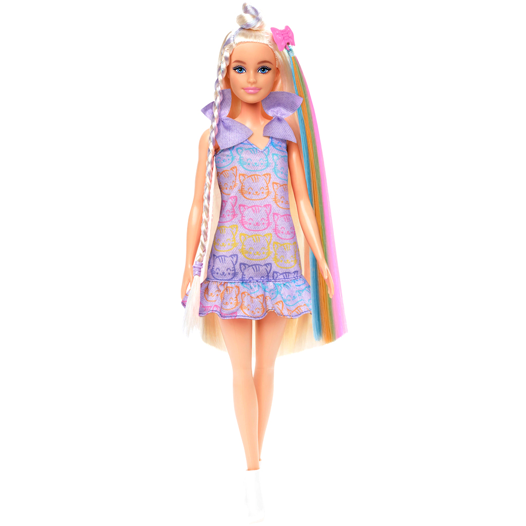 Barbie-Puppe im Katzen-Outfit mit modischen Strähnen Spielset – Mattel kép 2