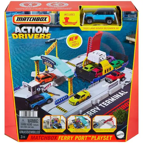 Matchbox: Fährhafen-Spielset mit kleinem Auto - Mattel