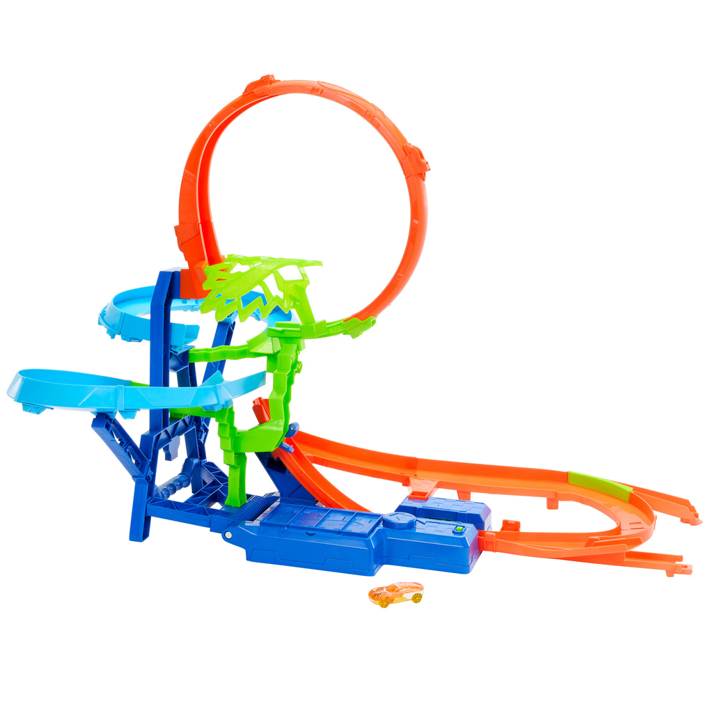 Hot Wheels Stunt Tracks: Luftkollisions-Strecke mit kleinem Auto – Mattel kép 2