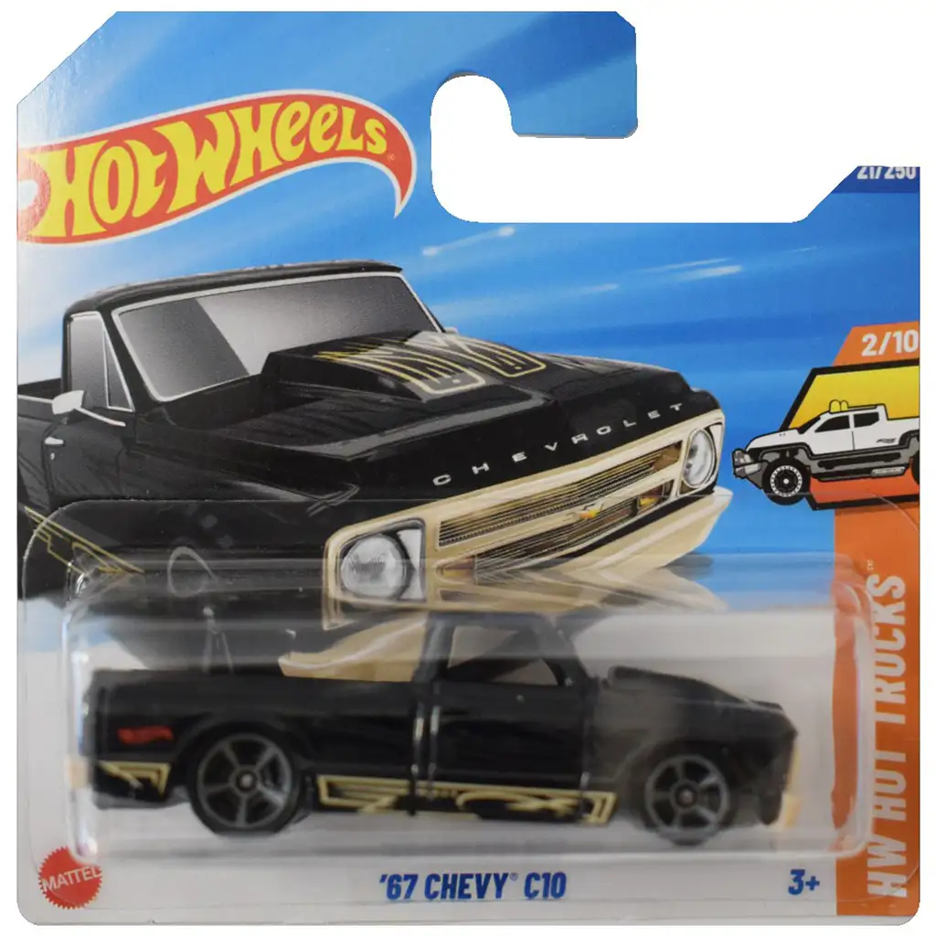 Hot Wheels: 67 Chevy C10 schwarzes Spielzeugauto 1/64 - Mattel