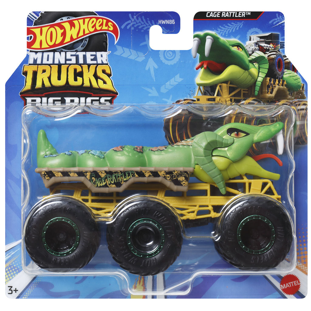 Hot Wheels Monster Trucks: Big Rigs Cage Rattler Sechsrad-Fahrzeug 1:64 - Mattel