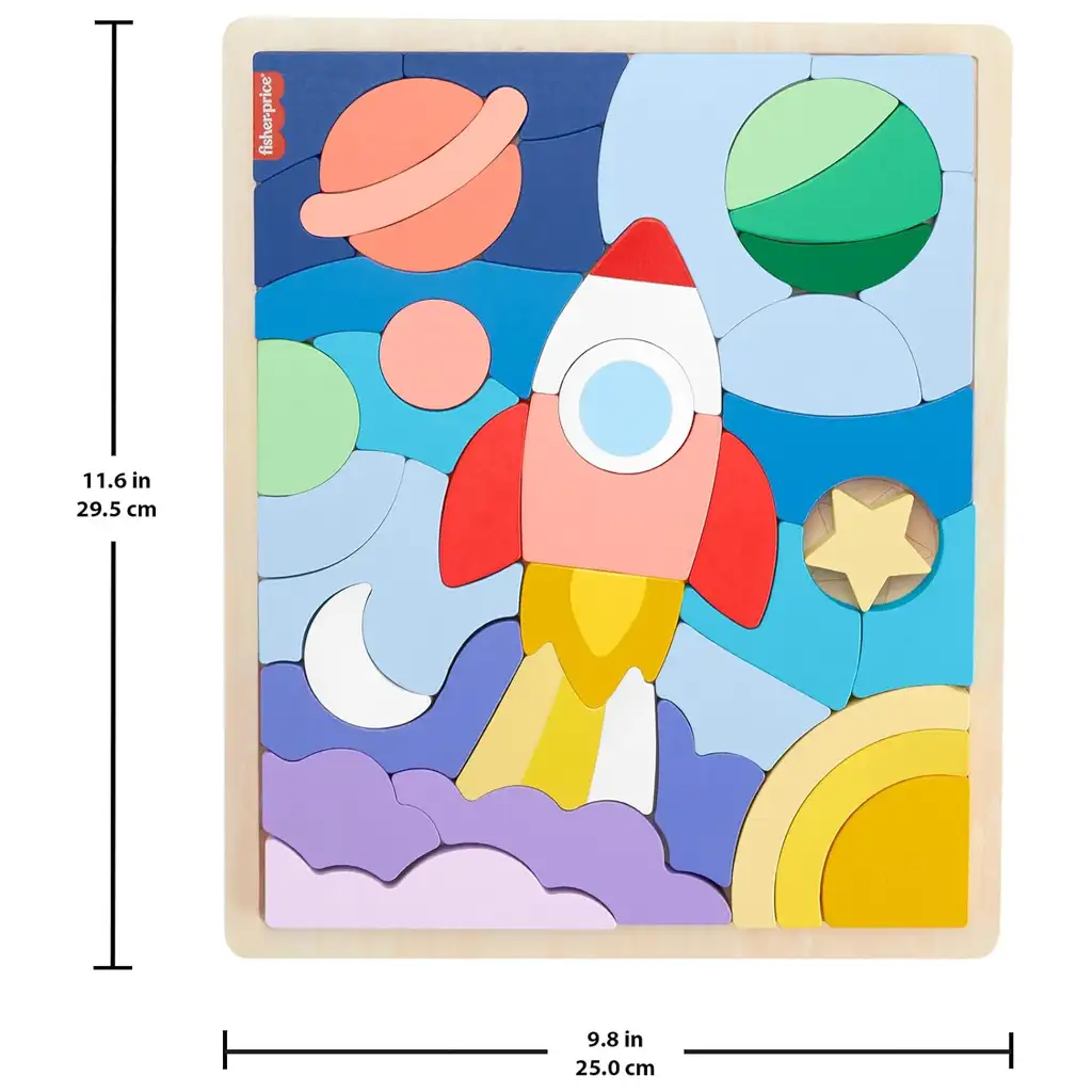 Fisher Price: Wood fa űrhajós kirakó  - Mattel kép 2