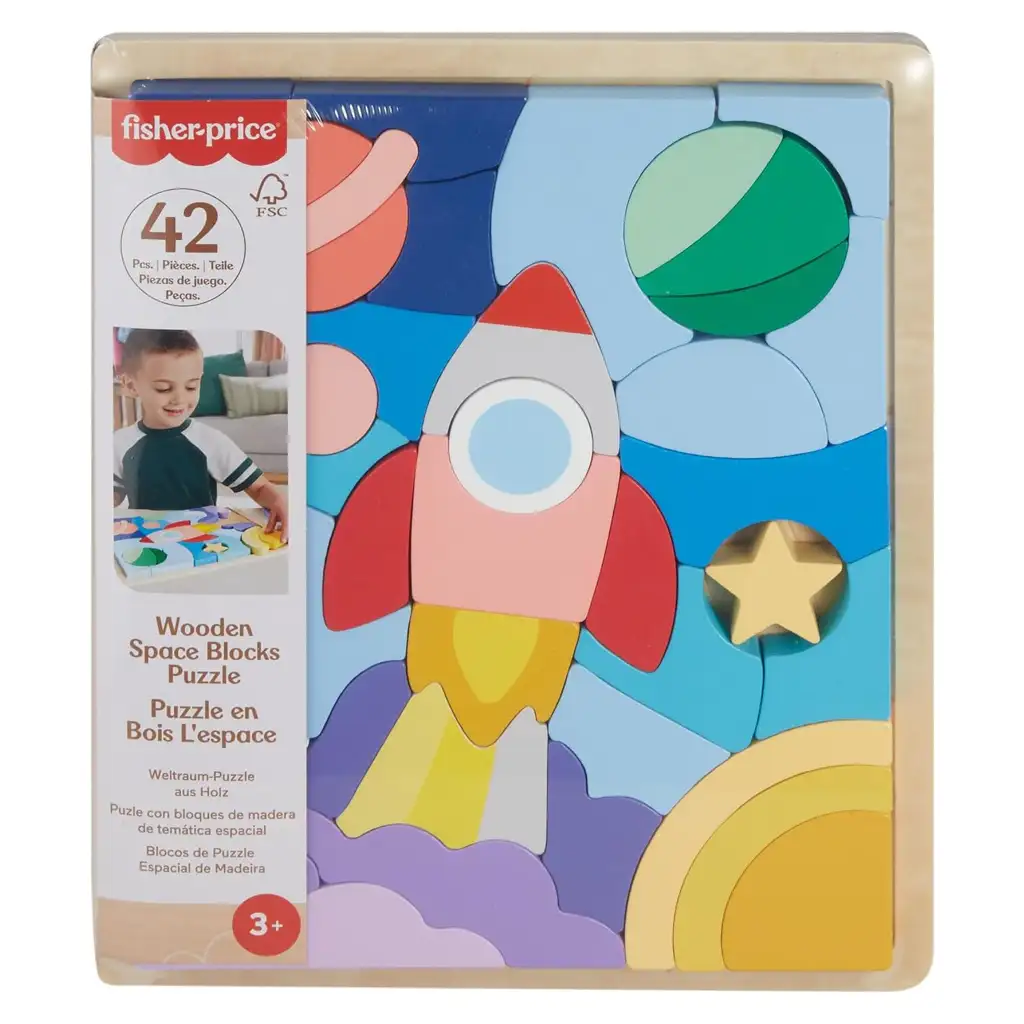 Fisher Price: Wood fa űrhajós kirakó  - Mattel kép 1