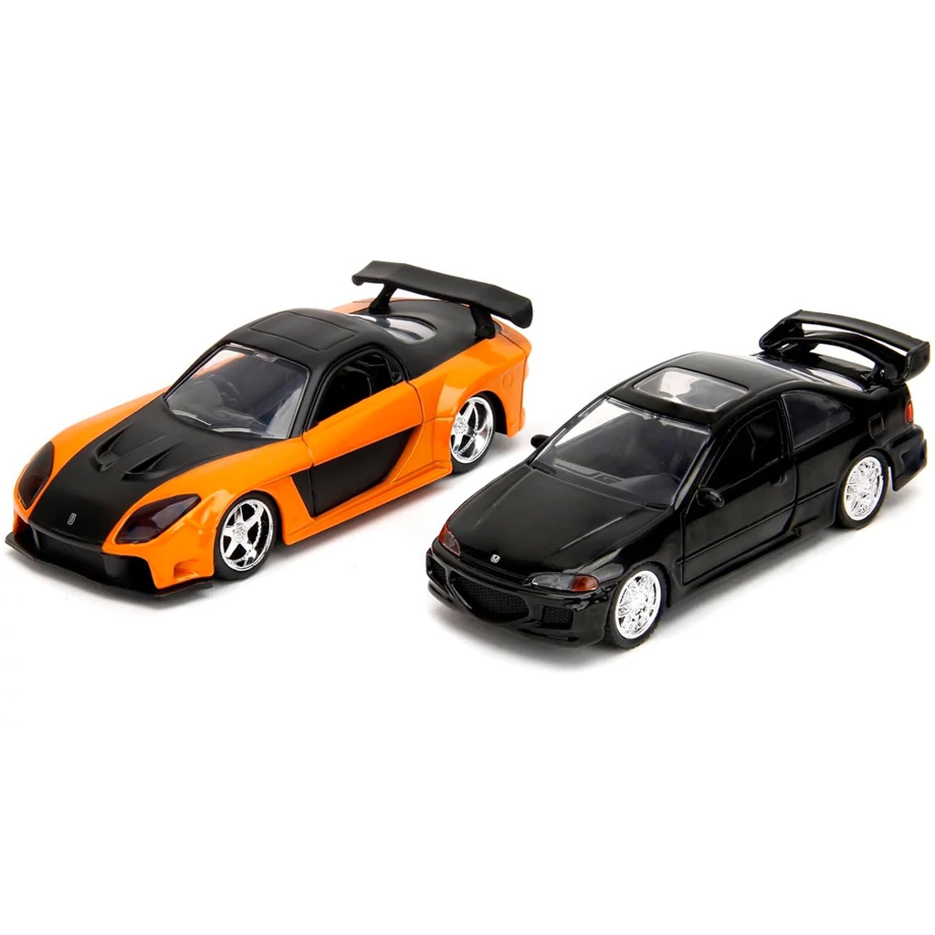 Fast & Furious: Legacy Series Han’s Mazda RX-7 & Heist Honda Civic Metall-Automodell-Set 1/32 – Jada Toys kép 2