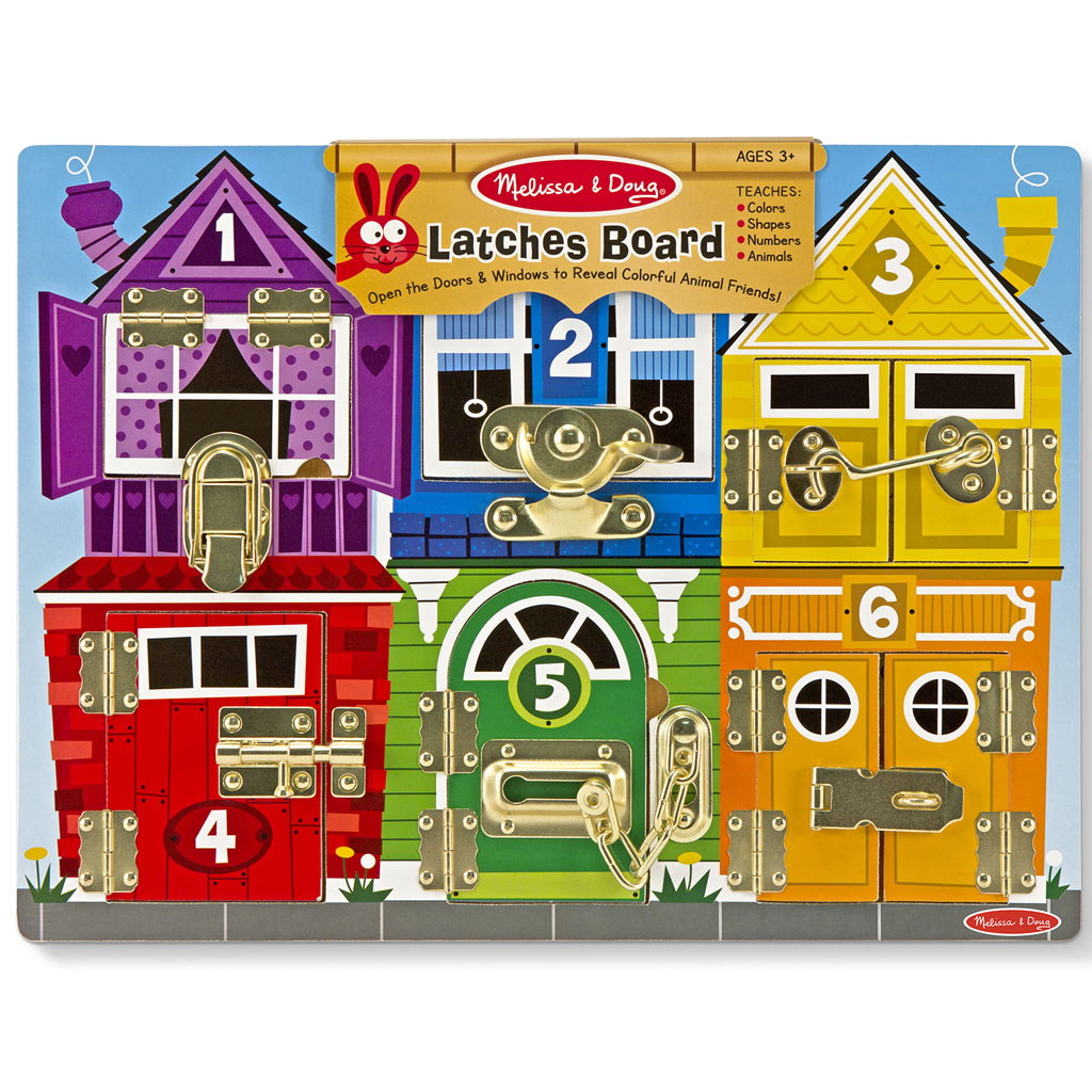 Melissa&Doug: Zárak és reteszek készségfejlesztő fa matató tábla - Spin Master kép 1