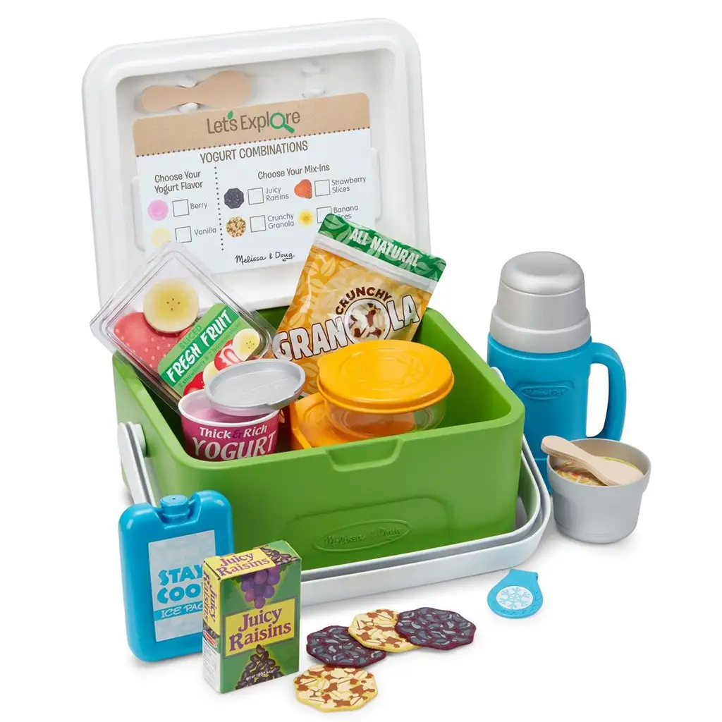 Melissa & Doug: Hűtőtáska ételekkel és kiegészítőkkel játékszett kép 2