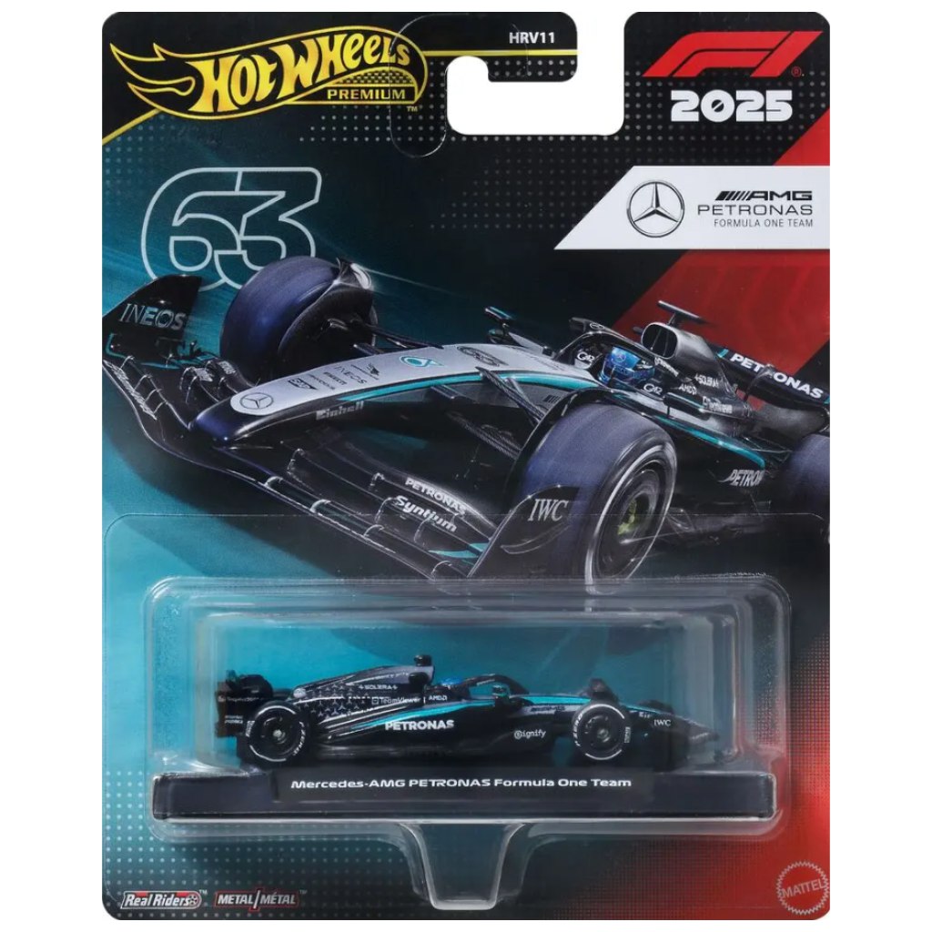 Hot Wheels Premium: Mercedes-AMG Petronas Formel 1 Team Nr.:63 Spielzeugauto 1/64 - Mattel