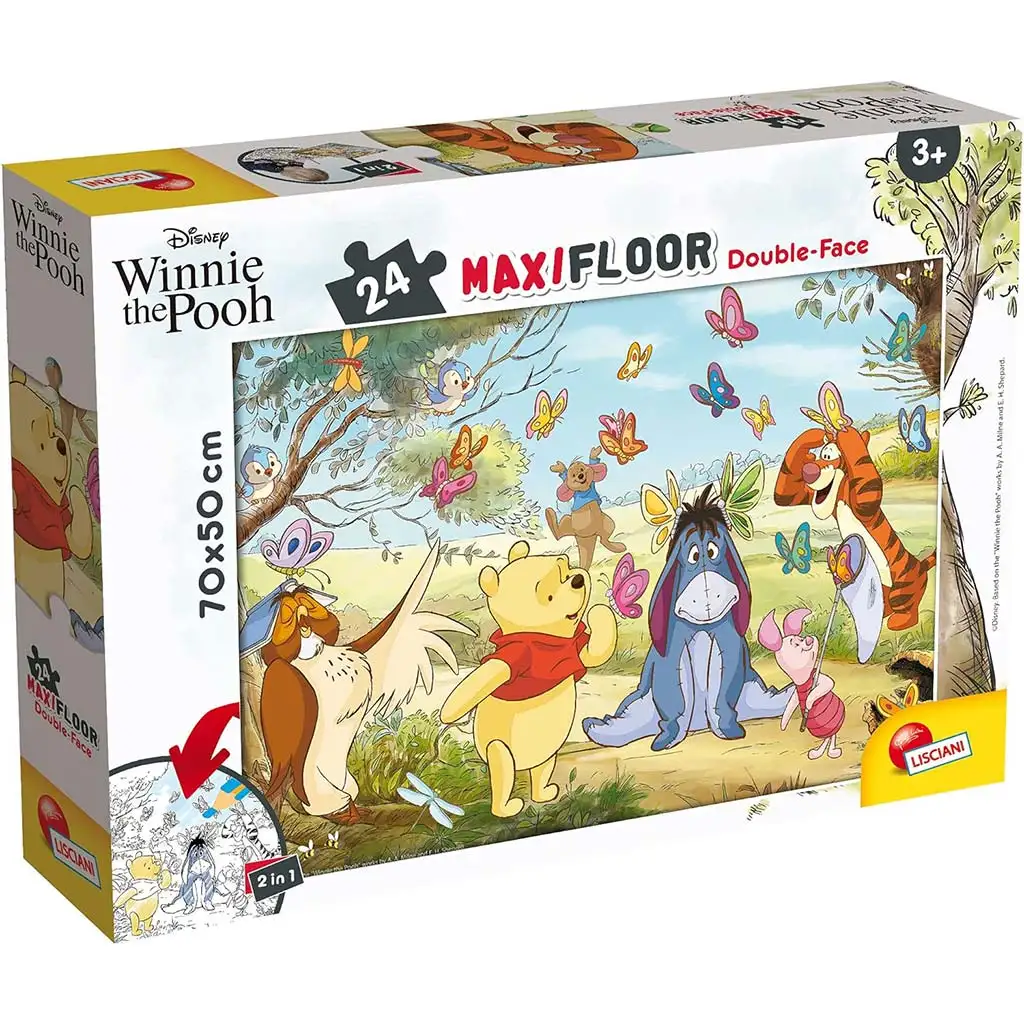 Winnie Puuh 2-in-1 Maxi Puzzle mit 24 Teilen und Malvorlage 70x50 cm – Lisciani