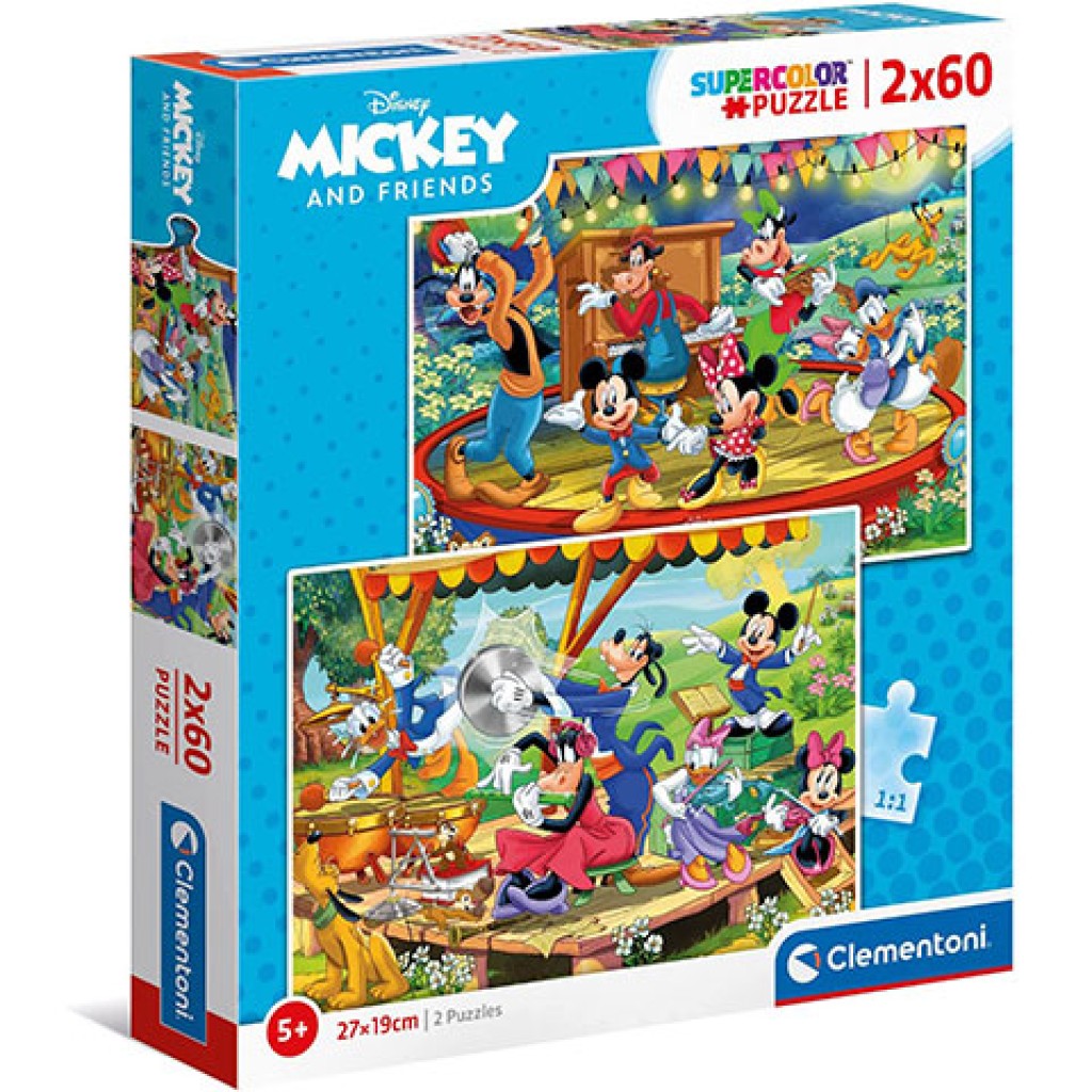 Mickey Maus Supercolor 2-in-1 Puzzle 2x60 Teile - Clementoni