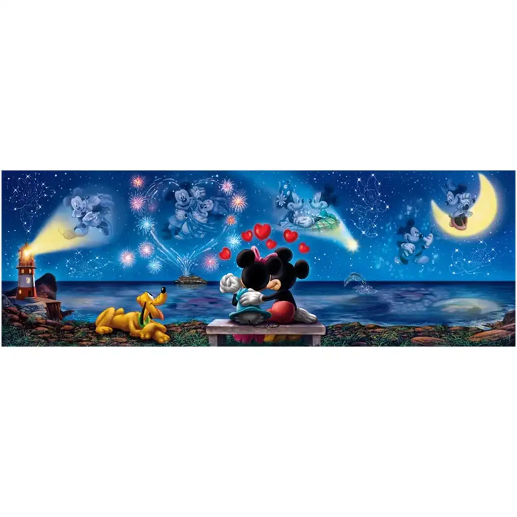 Disney - Mickey und Minnies magische Nacht 1000-teilige Panorama-Puzzle mit Poster - Clementoni kép 2