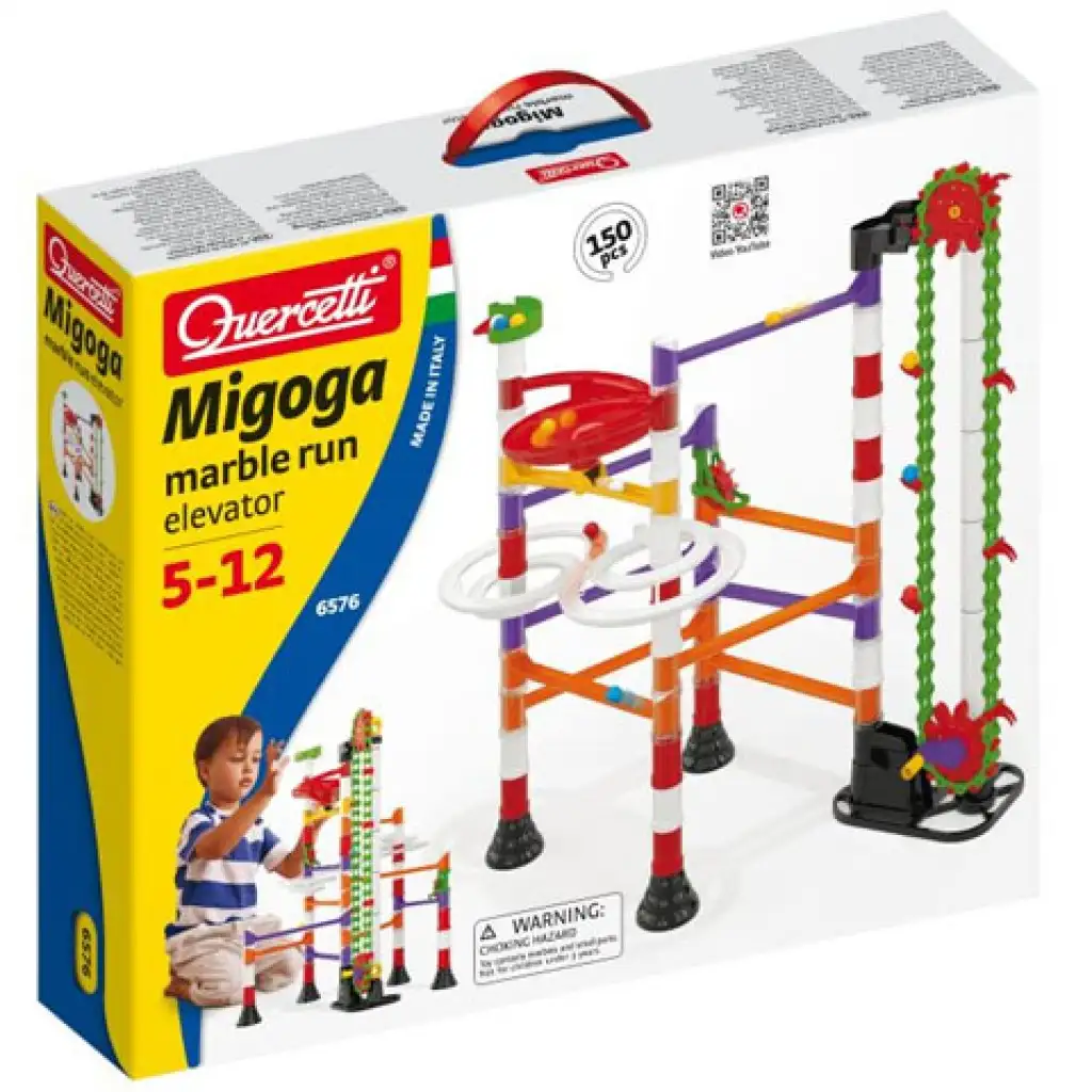 Quercetti: Migoga Kugelbahn mit Aufzug, 150 Stück