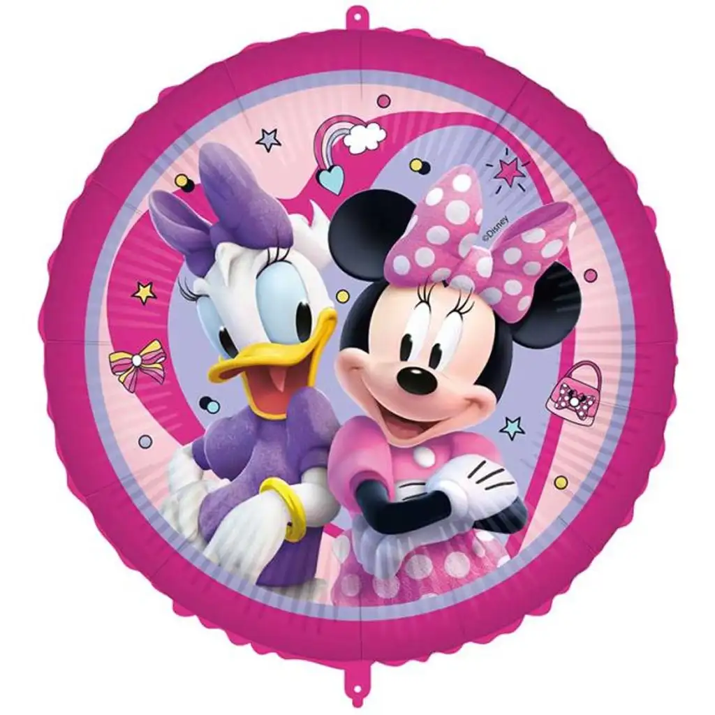 Rosa Folienballon mit Minnie Maus und Daisy Muster, 46 cm