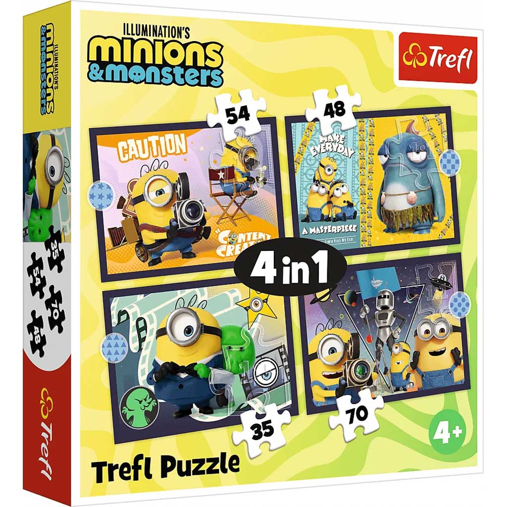 Minyonok 3 4 az 1-ben puzzle 35-48-54-70db-os - Trefl kép 1