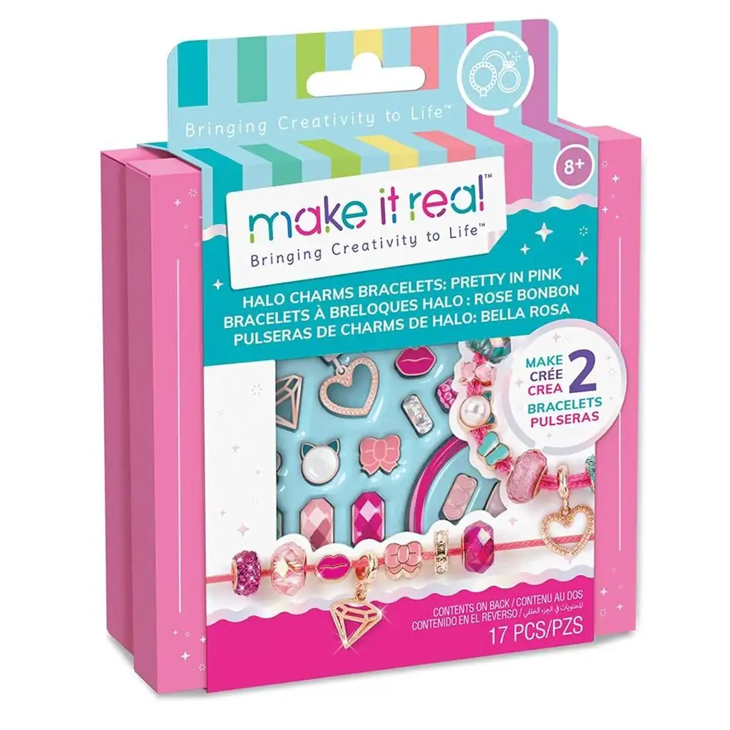 Make It Real: Schmuckherstellung, Halo Charm Armbänder in rosa Aufbewahrung.