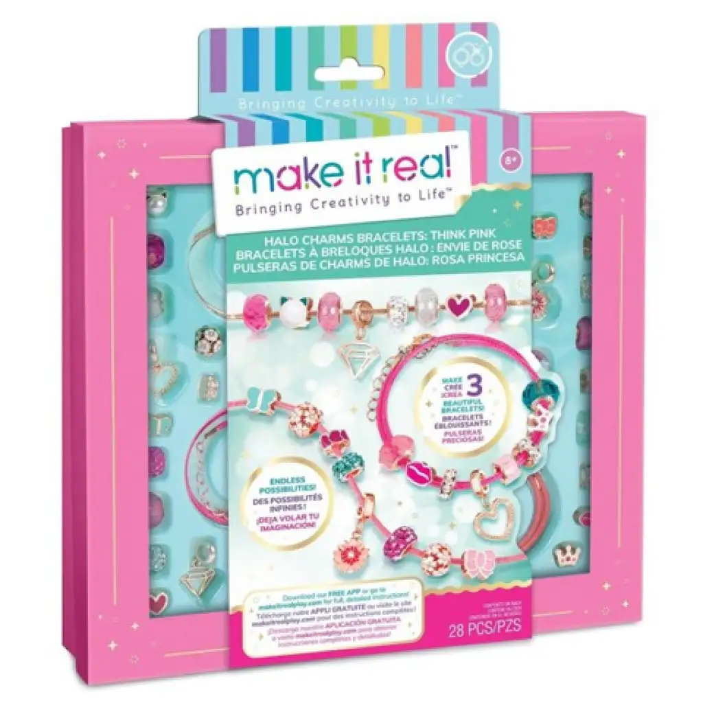 Make it Real: Kristall Medaillon Armbänder Pink