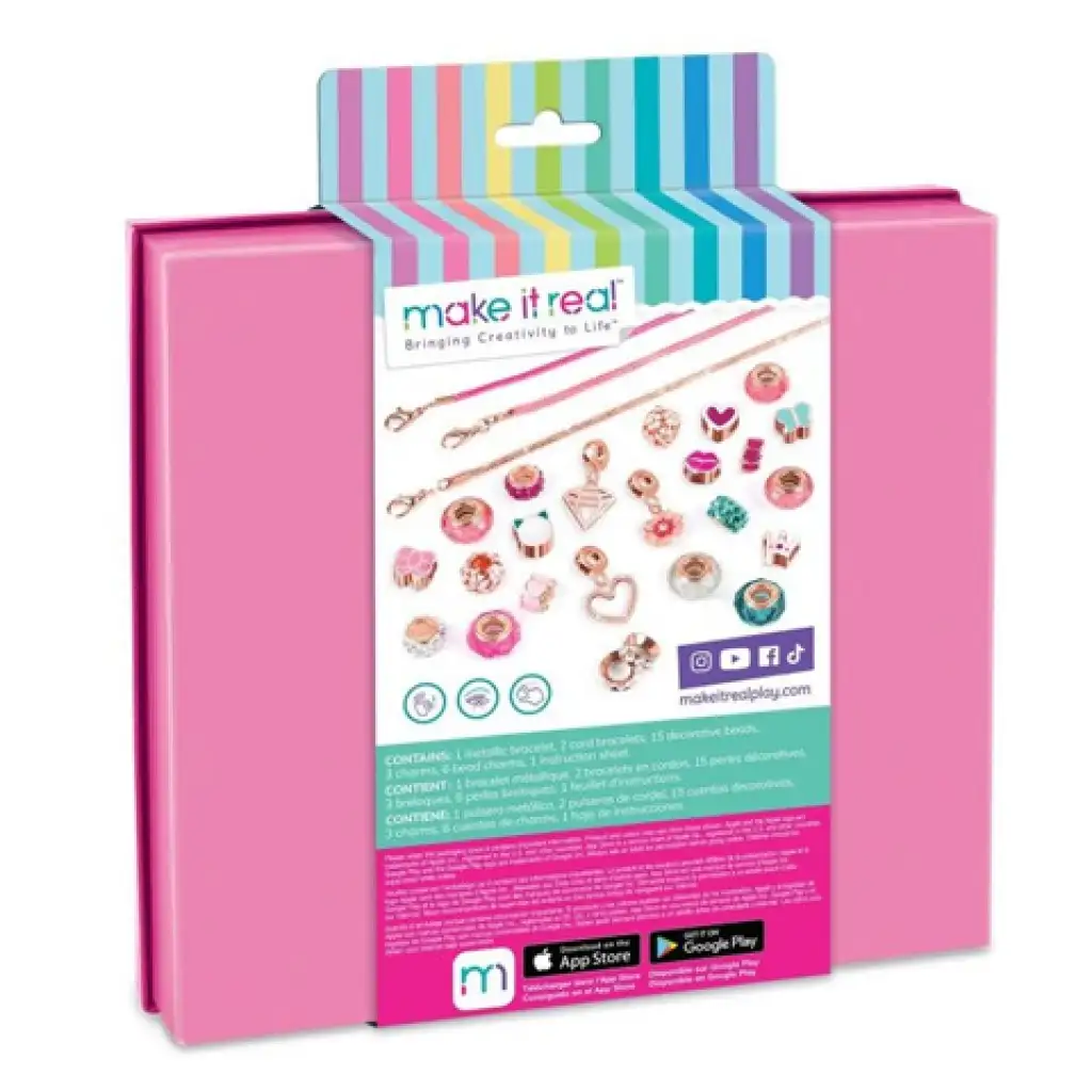 Make it Real: Kristall Medaillon Armbänder Pink kép 2