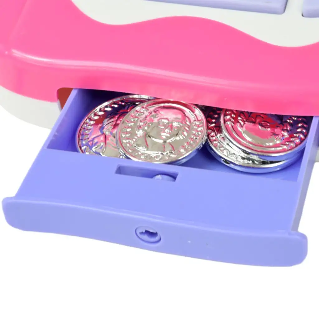 Happy Shopping: Weiß-rosa Registrierkasse mit Sound und Zubehör 20x12cm kép 4