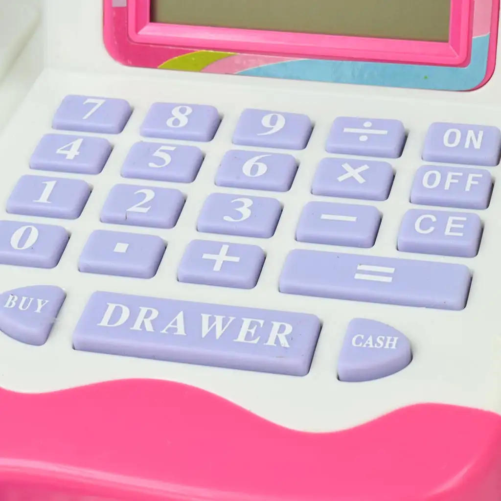 Happy Shopping: Weiß-rosa Registrierkasse mit Sound und Zubehör 20x12cm kép 5