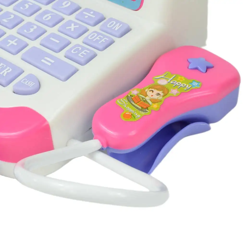 Happy Shopping: Weiß-rosa Registrierkasse mit Sound und Zubehör 20x12cm kép 8