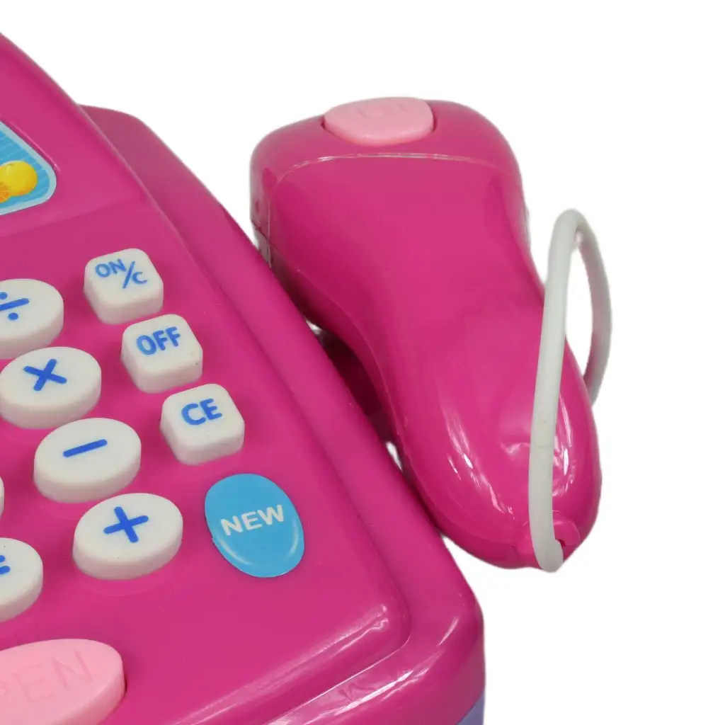 Rosa Registrierkasse mit Licht und Ton, Zubehör und Spielgeld, 24 cm kép 5