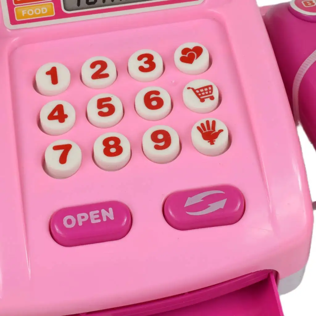 Happy Shopping: Rosa Registrierkasse mit Produkten, Sound und Zubehör 22x10x15cm kép 4