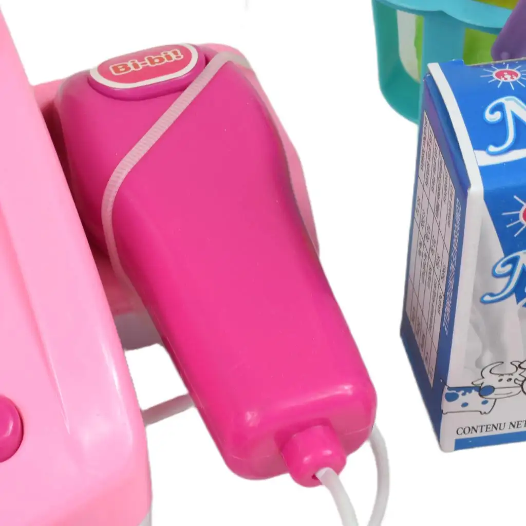 Happy Shopping: Rosa Registrierkasse mit Produkten, Sound und Zubehör 22x10x15cm kép 6