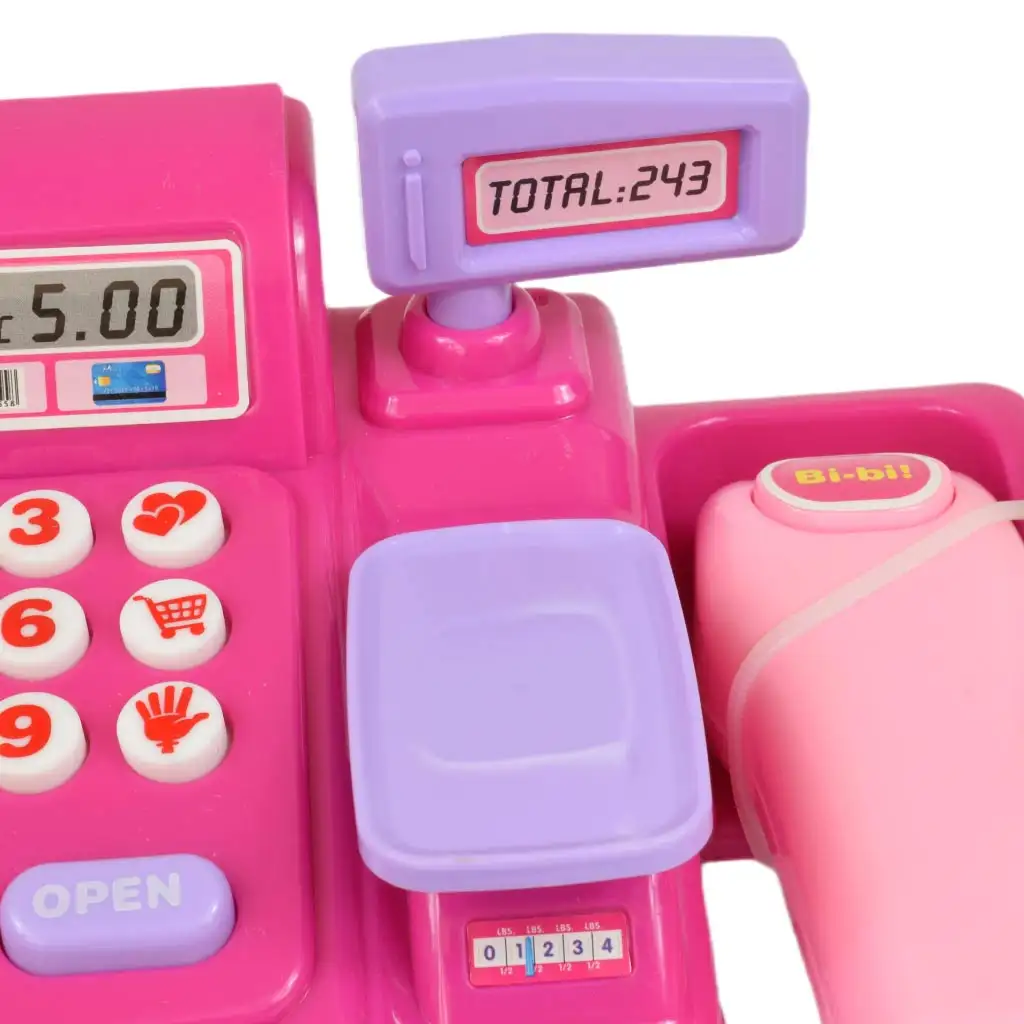 Happy Shopping: Rosa Registrierkasse mit Ton und Zubehör 23x14cm kép 6