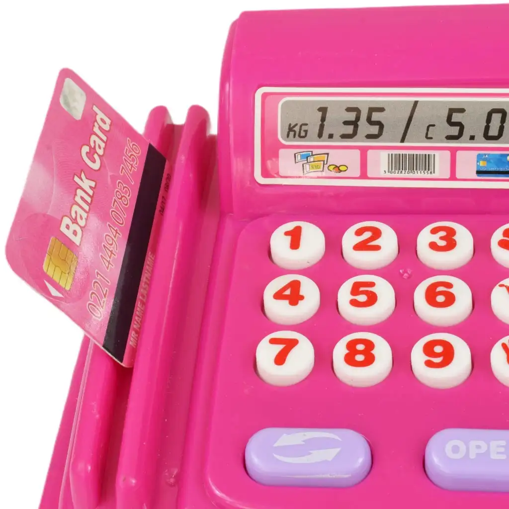 Happy Shopping: Rosa Registrierkasse mit Ton und Zubehör 23x14cm kép 7
